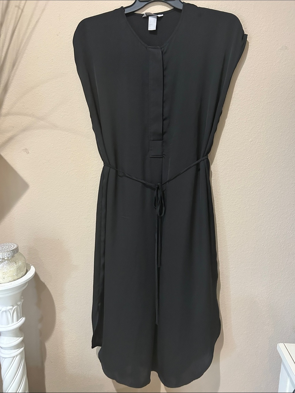 H&M Black Tie-Waist Midi Dress